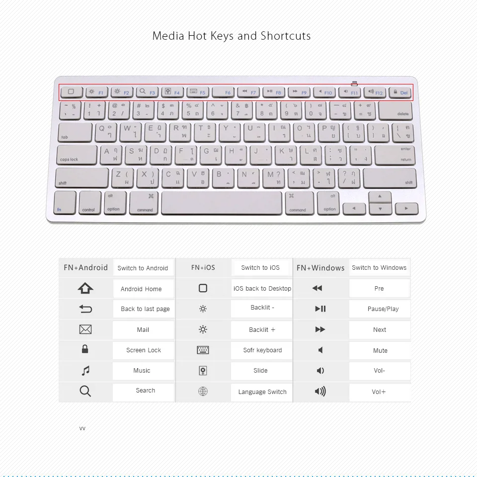 Английская тайская мини Bluetooth клавиатура для iPad Pro Air Android планшеты беспроводная