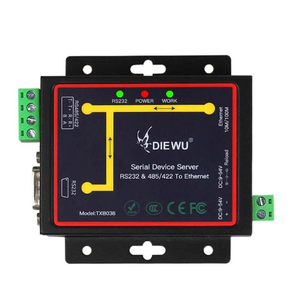Промышленная серия Modbus RS232 RS485 RS422 в Ethernet конвертер устройства сервера TCP/RTU/UDP RJ45 +