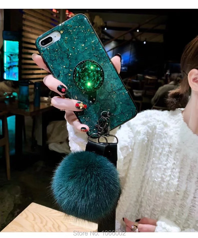 Hot Crystal Chain Pompom Fur Ball Case Capa For Xiaomi Redmi 8/8A 7/6/6A/5/5A/5 Plus/S2/Y2/4X Strap Fundas |