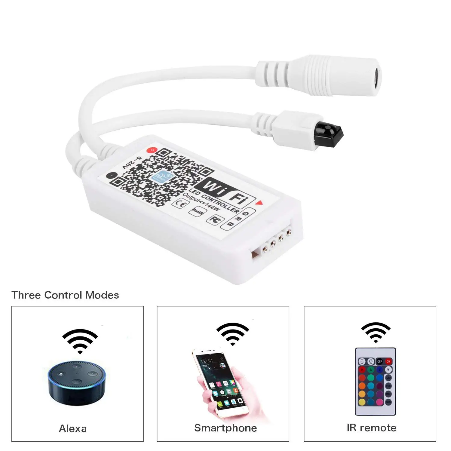 Новый WiFi RGB контроллер для светодиодных лент работает со смартфоном Alexa