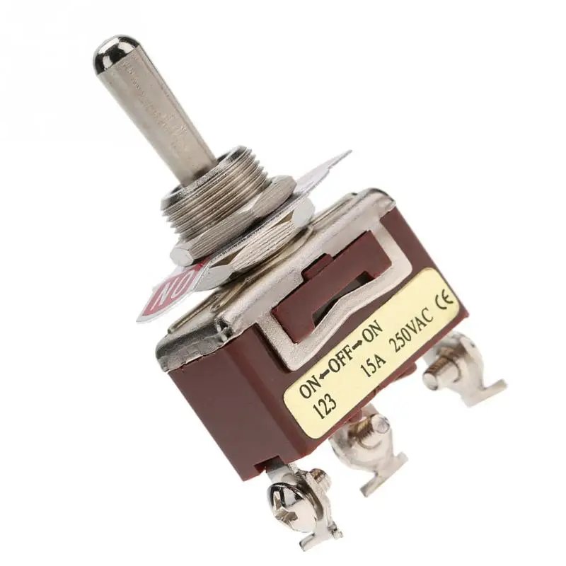 ON-OFF-ON кратковременный переключатель SPDT 3-Pin 12 мм 15A 250VAC однополюсный двойной