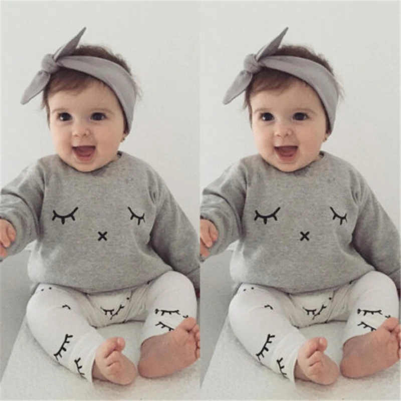 

CANIS 2019 New Newborn Baby Boys Girls Clothes Toddler Kids Casual T-shirt Tops+Long Pants Outfits Clothing Sets