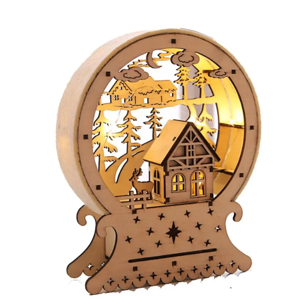 Unisex Lights Casual Christmas Ornament Wooden Creative 162g House Party aluminium battery LED Internal Decor 79g Home | Дом и сад