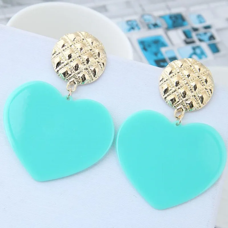 Женские серьги подвески с розовым сердцем модные брендовые ZA Jewelry Bijoux A1 новинка