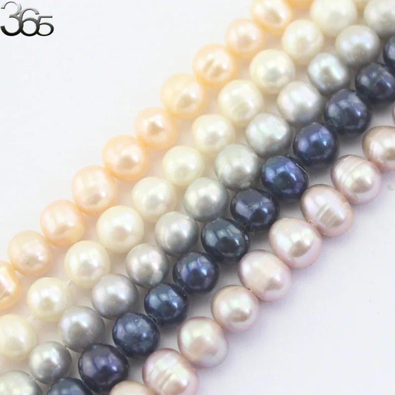 

Free Shipping 6-7mm Hot Sale Natural Freshwater White Pink Purple Gray Black Pearl Round Pearl Beads 15"