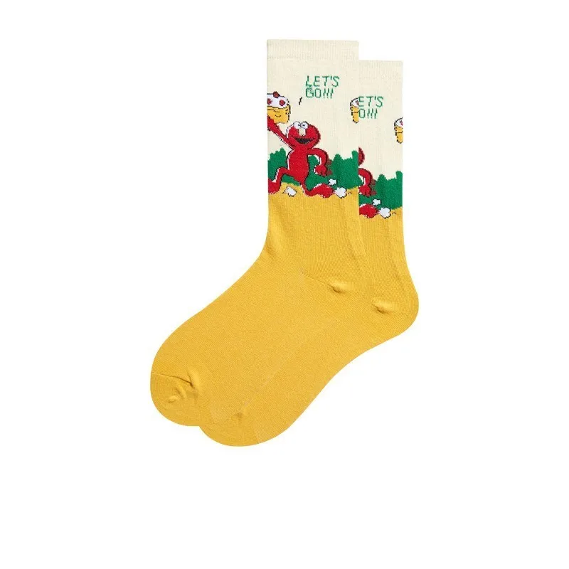 

New Casual Combed Cotton men Socks Tend Harajuku Street Hip Hop Funny Happy Socks Unisex Colorful Cartoon Pattern Sokken