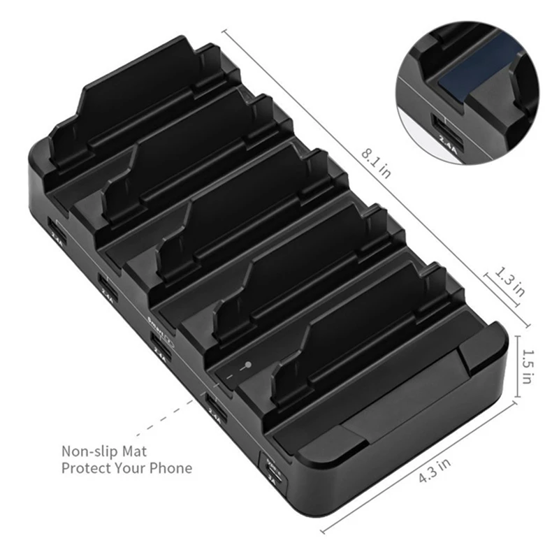 Складной ПВХ 5 портовый Usb зарядное устройство кронштейн мульти порт Typec