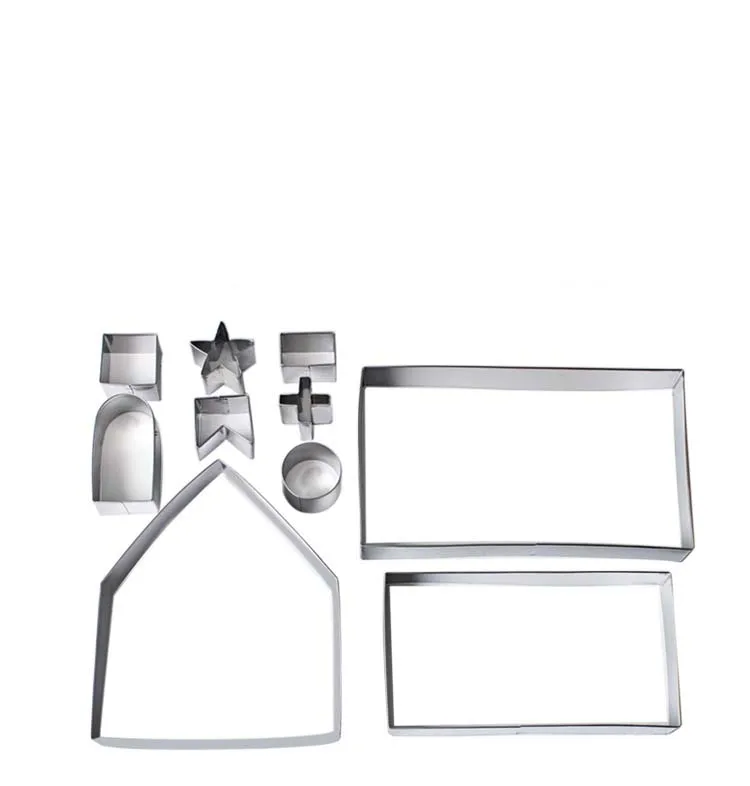 3D stainless steel biscuit mold cutter cookie mould Christmas gingerbread house 10 piece set baking tools |