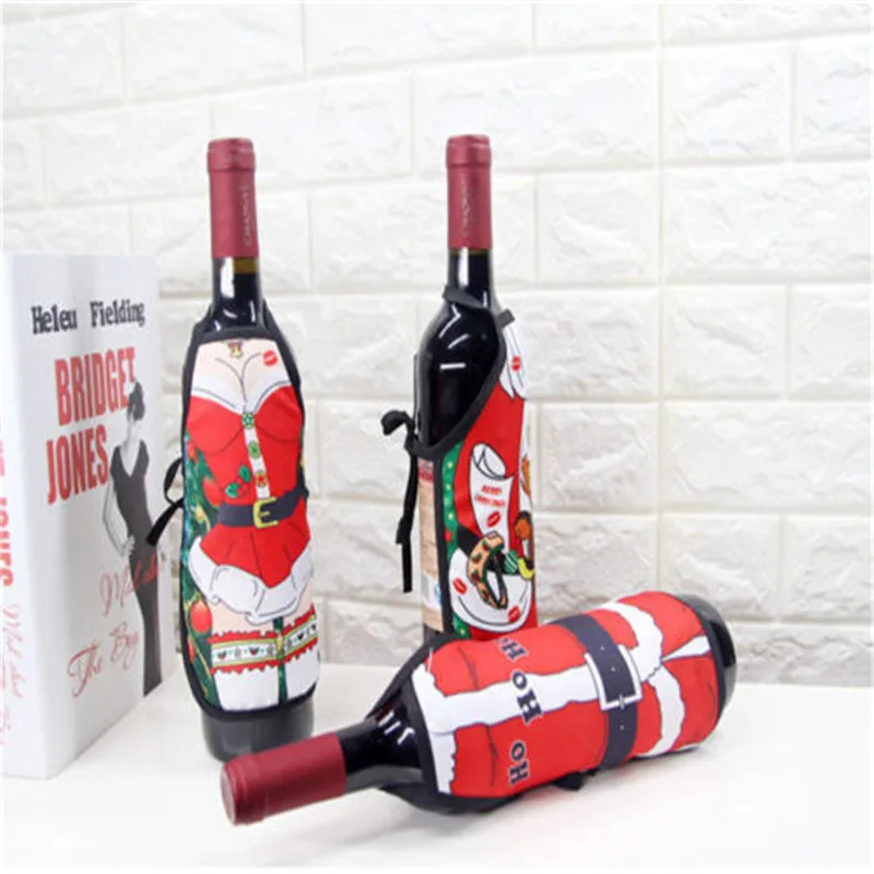 Рождественский Санта бутылка вина чехол в виде фартука wrap Xmas ужин вечерние