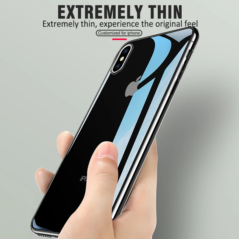 Роскошный стеклянный чехол для iPhone XS MAX XR X 10 ультра тонкий прозрачный Xs с мягким