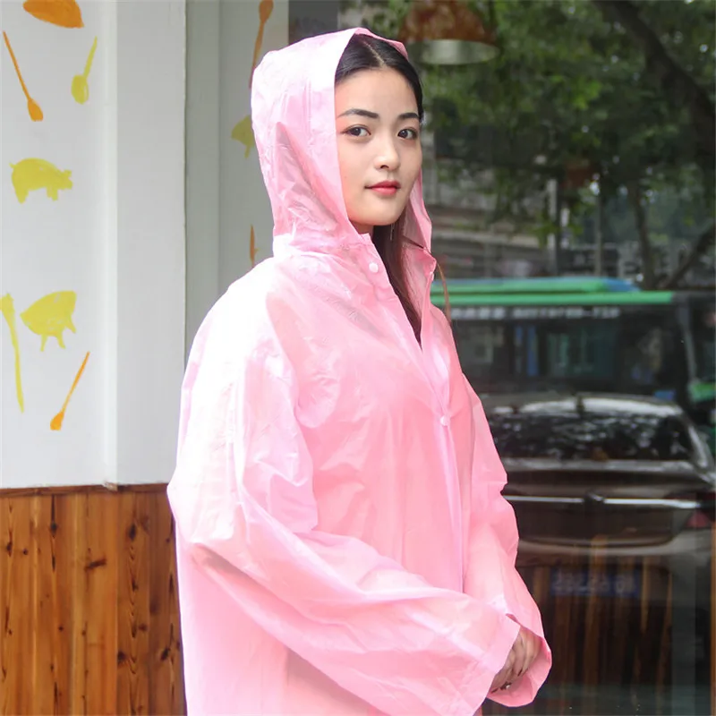 Transparent Raincoat Women men EVA Portable Outdoor Travel Rainwear Waterproof Camping Hooded Ponchos Plastic Rain Cover | Дом и сад