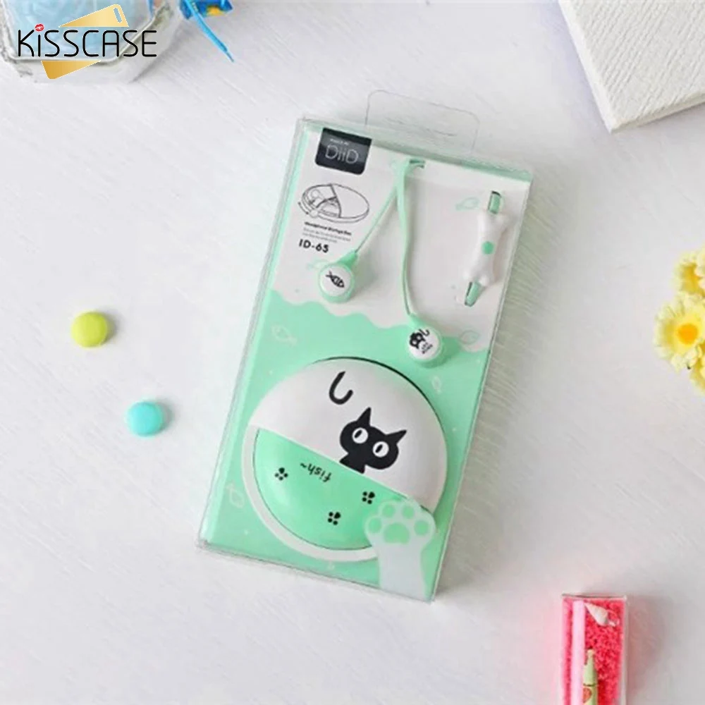 KISSCASE 3 5 мм мультфильм наушники в форме кота конфеты цвет стерео с микрофоном ухо
