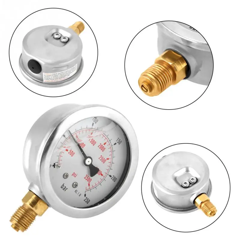 

Hot 0-250Bar 0- 3750PSI G1/4 63mm Dial Hydraulic Water Pressure Gauge Meter