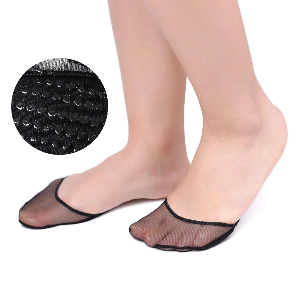1/2 Pairs High Heels Cushion Anti-Slip Silicone Dotted Invisible Women Forefoot Insole Pad  Front Heel Socks Half pad