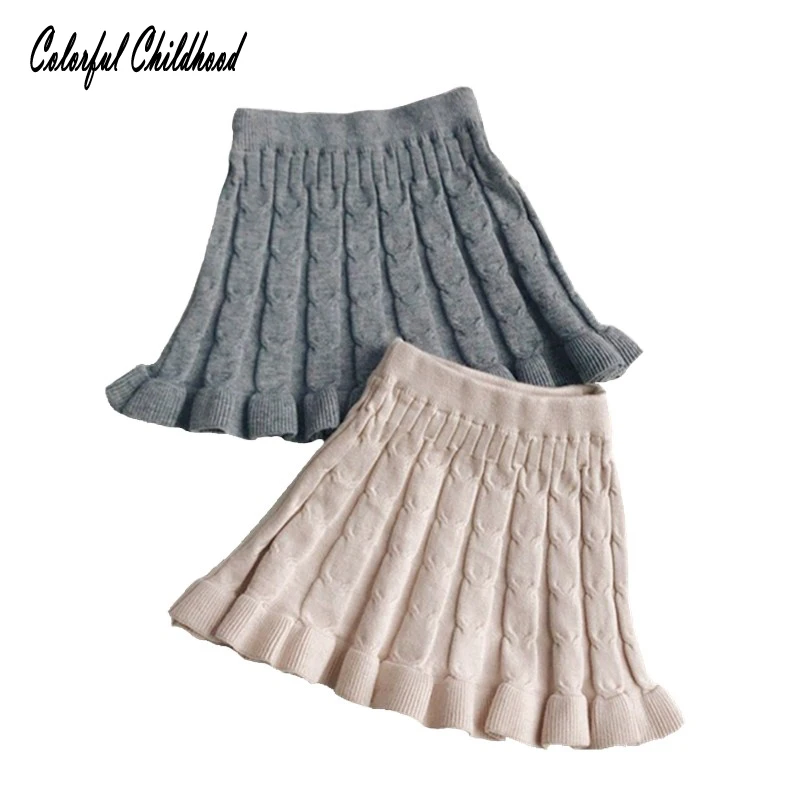 Хлопковая трикотажная юбка для маленьких девочек весенне осенняя Однотонная