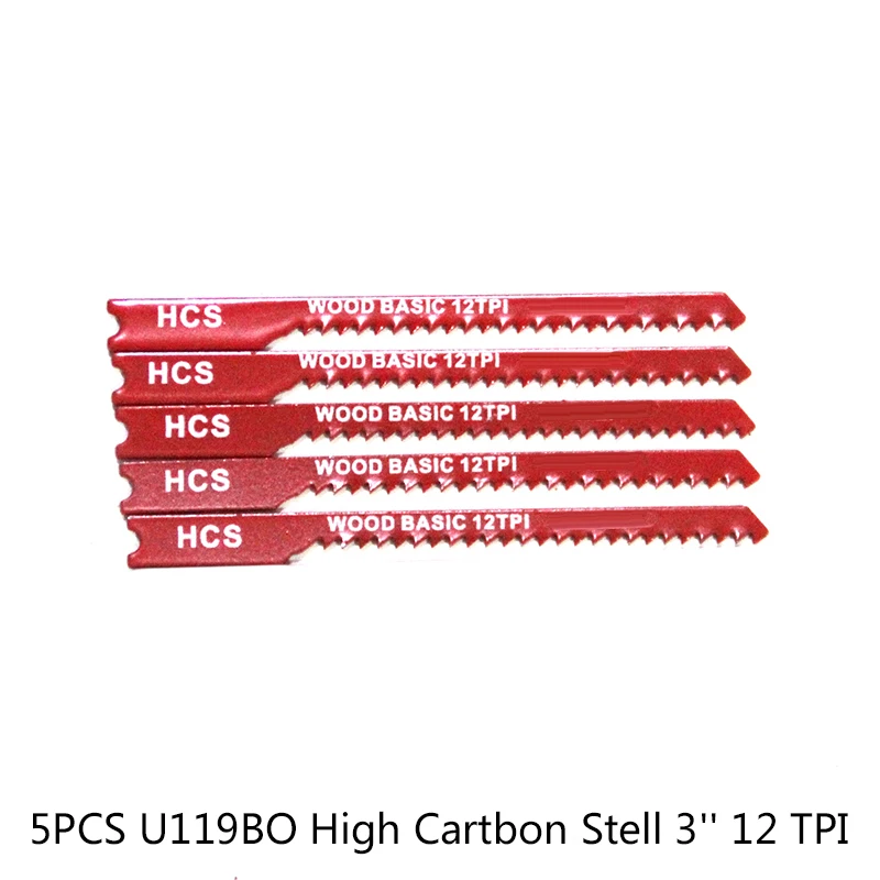 

5pcs/set HCS 3 12 TPI U-Shank Jig Saw Blades Cutting Tools For Wood Metal Steel