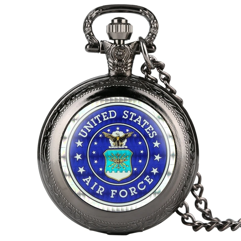 

United States Marine Corps Navy Air Force Eagle Stars Quartz Pocket Watch Necklace Pendant for Men Women FOB Chain Pocket Watch