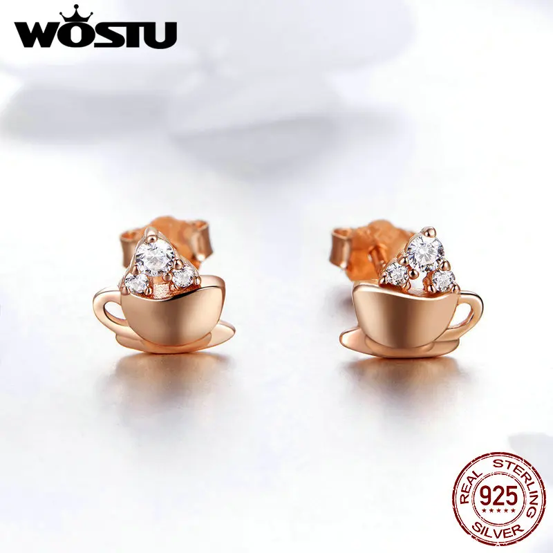 Женские серьги гвоздики WOSTU из стерлингового серебра 925 пробы модные