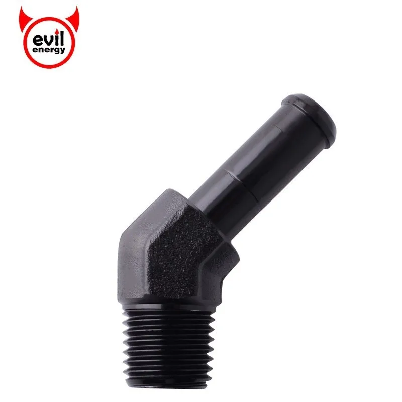 Адаптер для шланга evil energy 45 градусов 1/4 &quotNPT Male To 3/8&quot Barb Nipper Hose Barbs Black AN6 NPT