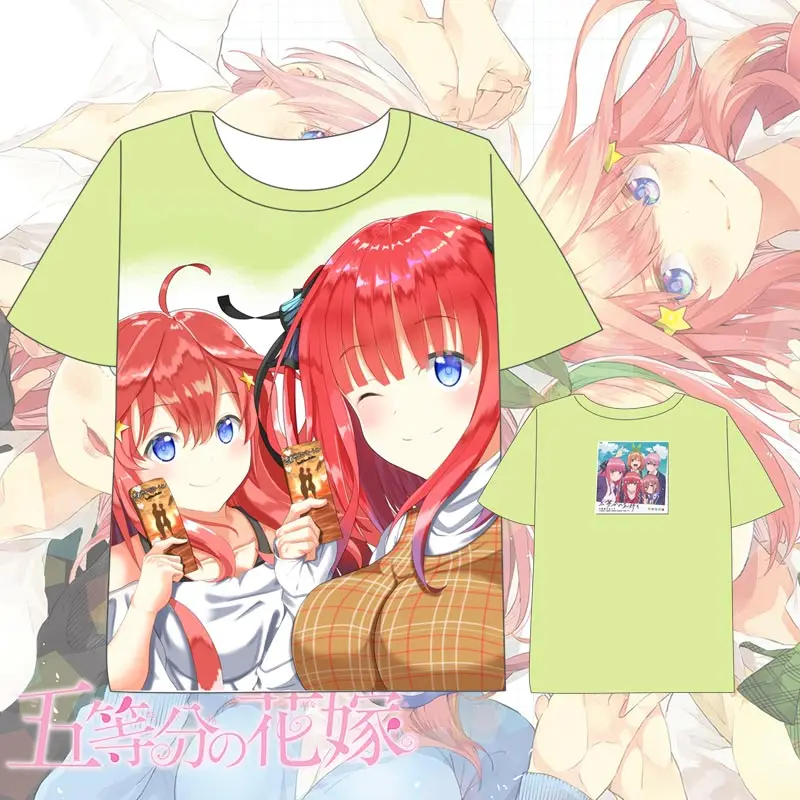 Хит продаж! Футболка с коротким рукавом для мужчин и женщин в стиле аниме Quintuplets Go Toubun no Hanayome|Мужские
