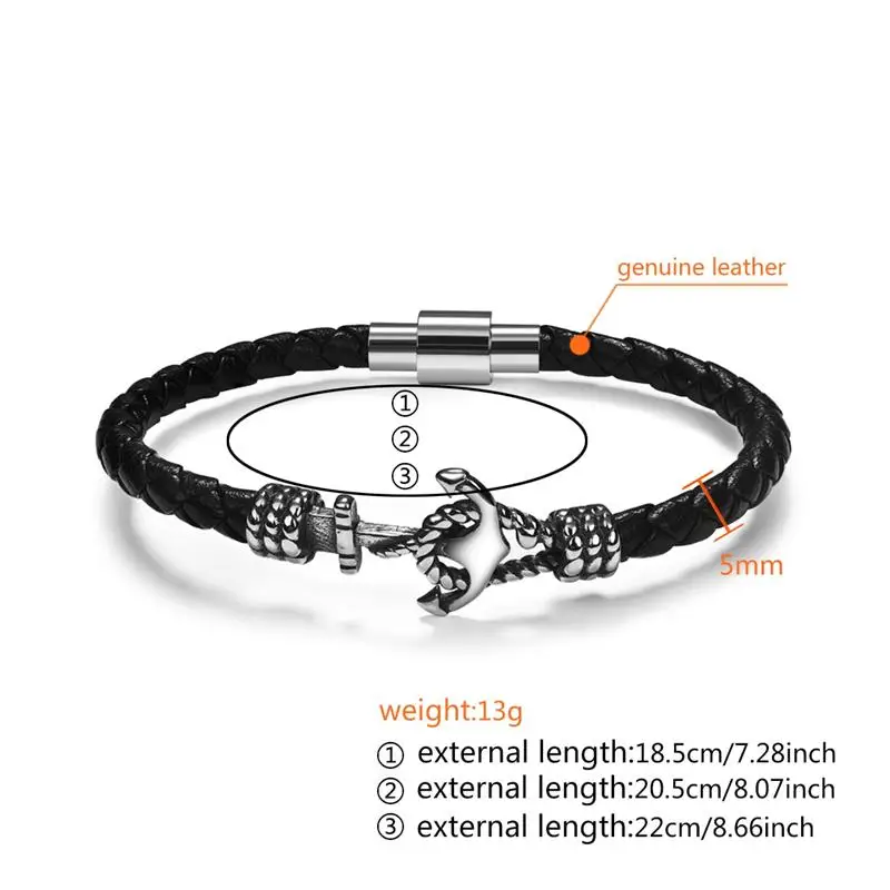 OBSEDE модный мужской черный кожаный браслет нержавеющая сталь магнитная простая