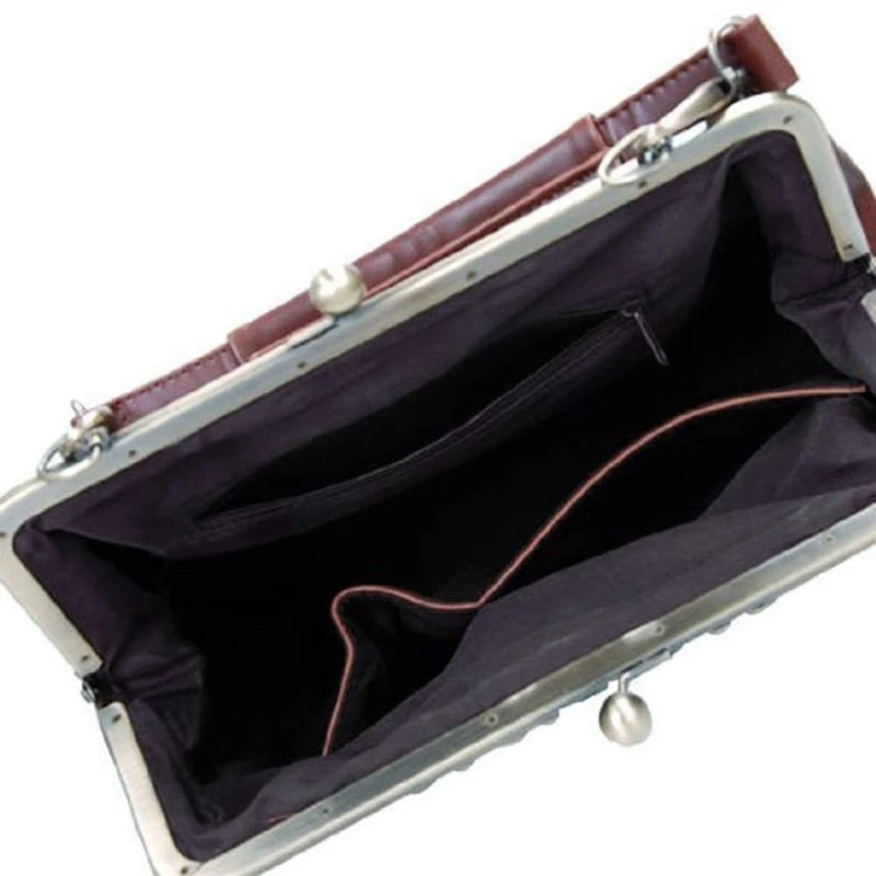 Винтажная сумка на плечо в стиле ретро с замком Kiss из искусственной кожи темно