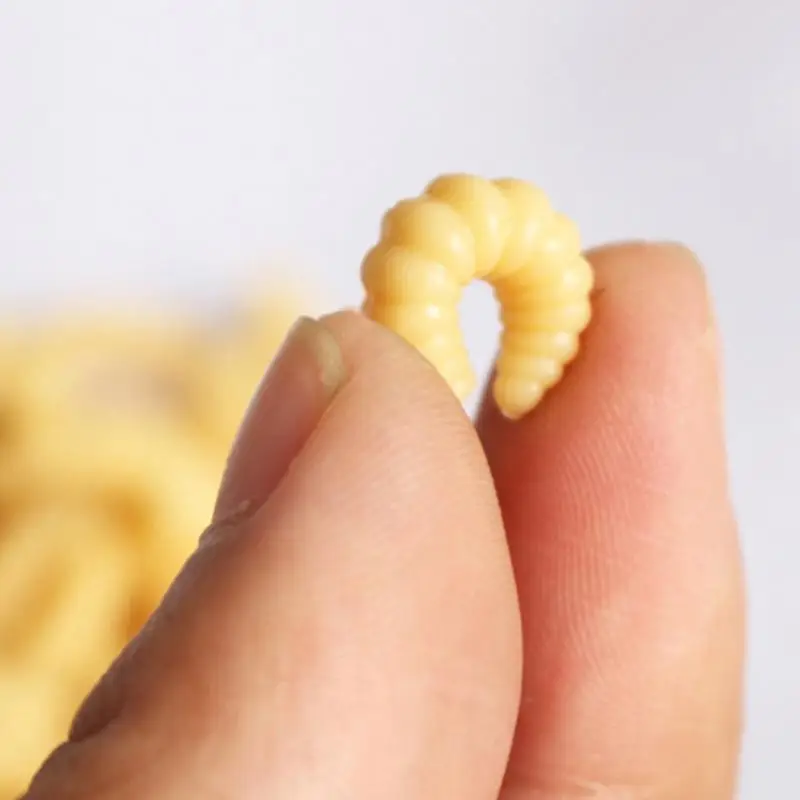 Горячая продажа! 50 шт. 2 см 0 3 г Maggot Grub мягкие приманки запах червей светящиеся