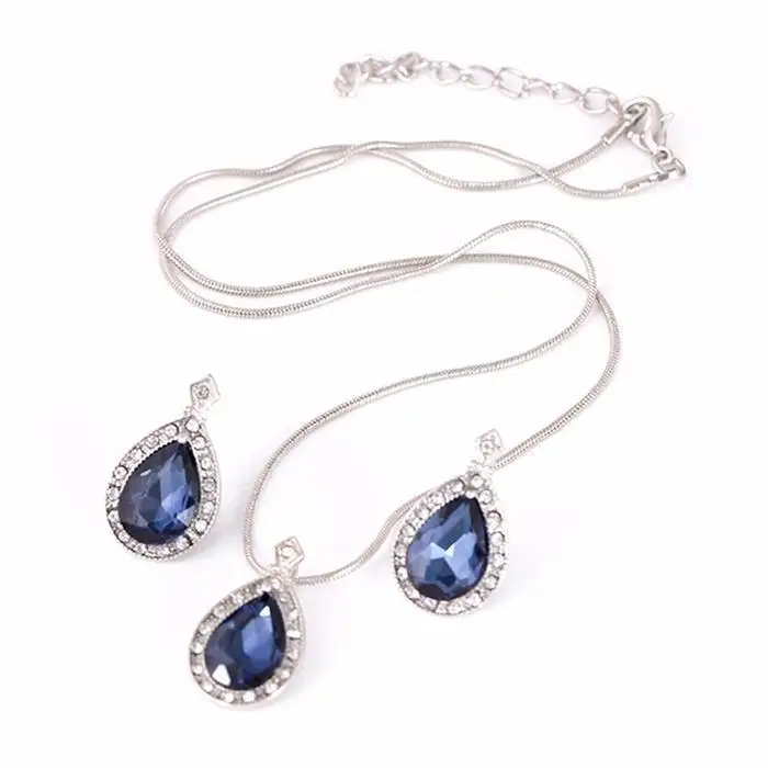 Для женщин капли воды Пластик Gem звено цепи кулон колье серьги набор Повседневное