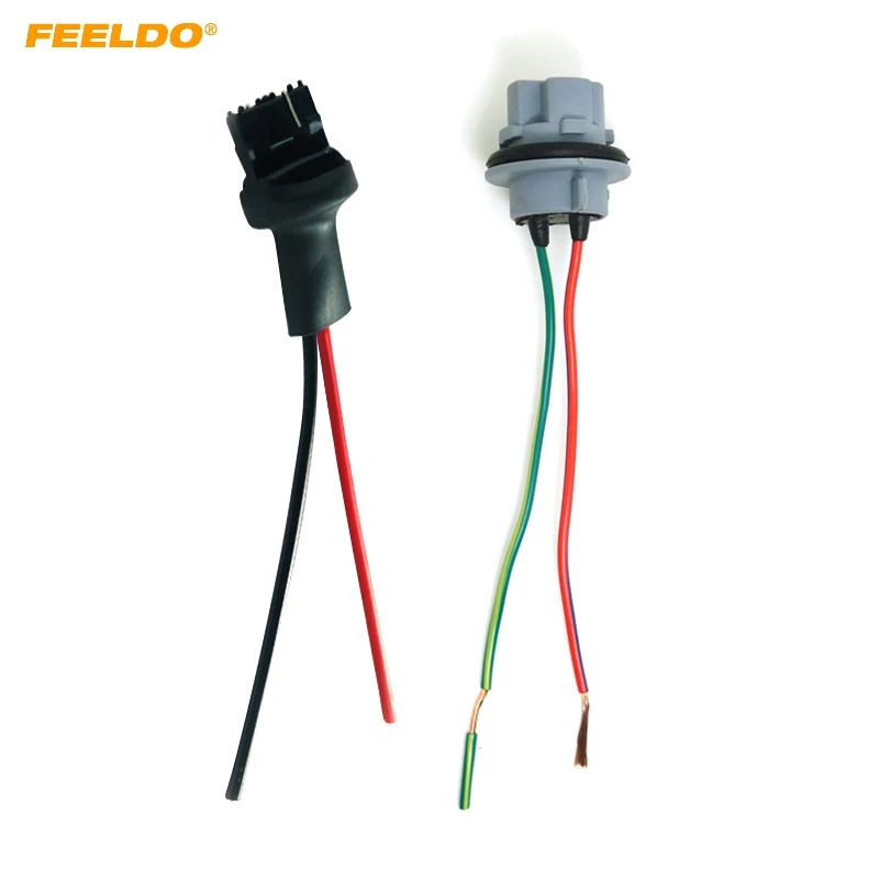 

FEELDO 2pcs/set Car LED Bulb Light 7440/7441/1881 Male & Female Socket Plug With 2-wire Extended Wire Connector #HQ5969