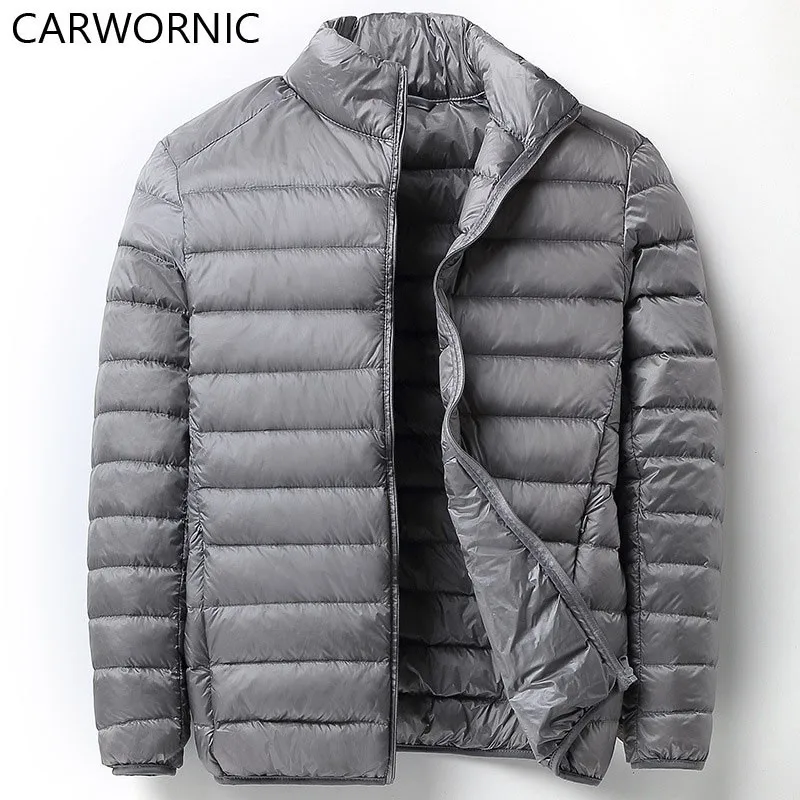 CARWORNIC 2018 Повседневный теплый пуховик Мужская парка пальто 90% утиный пух ультра
