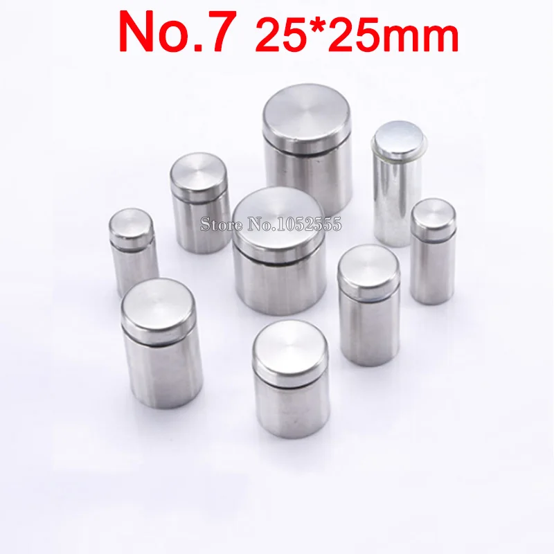 

ON STOCK 200PCS/LOT 25*25mm Stainless Steel Hollow Glass Advertisement Nails Screws Bolts Acrylic Billboard Glass Standoff Pins