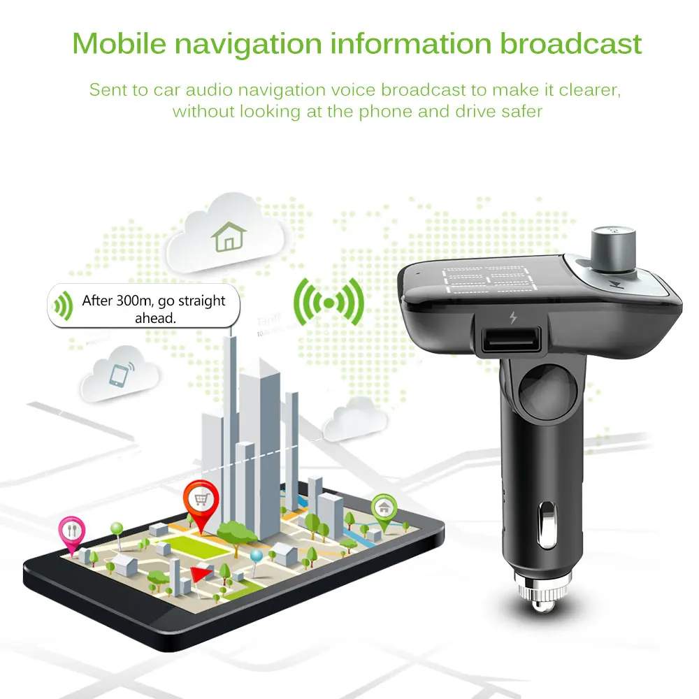 Bluetooth FM передатчик Handsfree MP3 плеер Радио музыкальный модулятор 2 USB зарядное