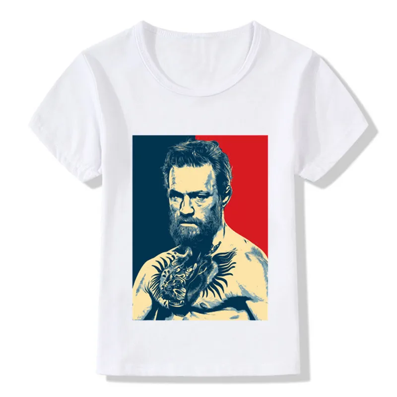 Новинка 2018 детские футболки для ММА Conor Mcgregor летние белые с принтом топы девочек и
