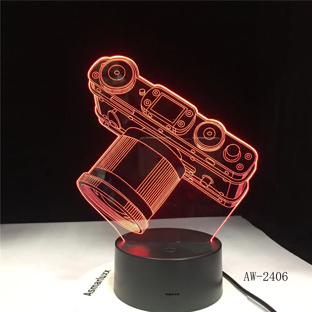 Новинка камера 3D лампа светодиодный светильник с питанием от батареи сенсорный