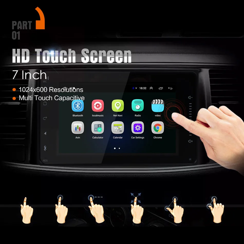 Автомобильная универсальная стереосистема 2DIN Android OS 7 дюймов с GPS WIFI Bluetooth Hean для