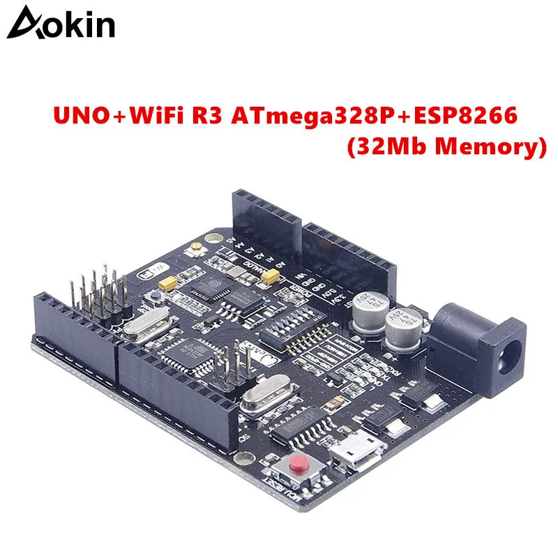 UNO + WiFi R3 ATmega328P ESP8266 флуоресцентная память 32 Мб CH340G для Arduino Uno NodeMCU WeMos ESP8266|Запасные