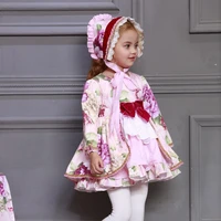 2022 kids boutique floral dress for girls children spanish palace long sleeve gown sets baby birthday cute gown toddler clothes