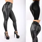 Женские леггинсы из искусственной кожи с высокой талией для фитнеса