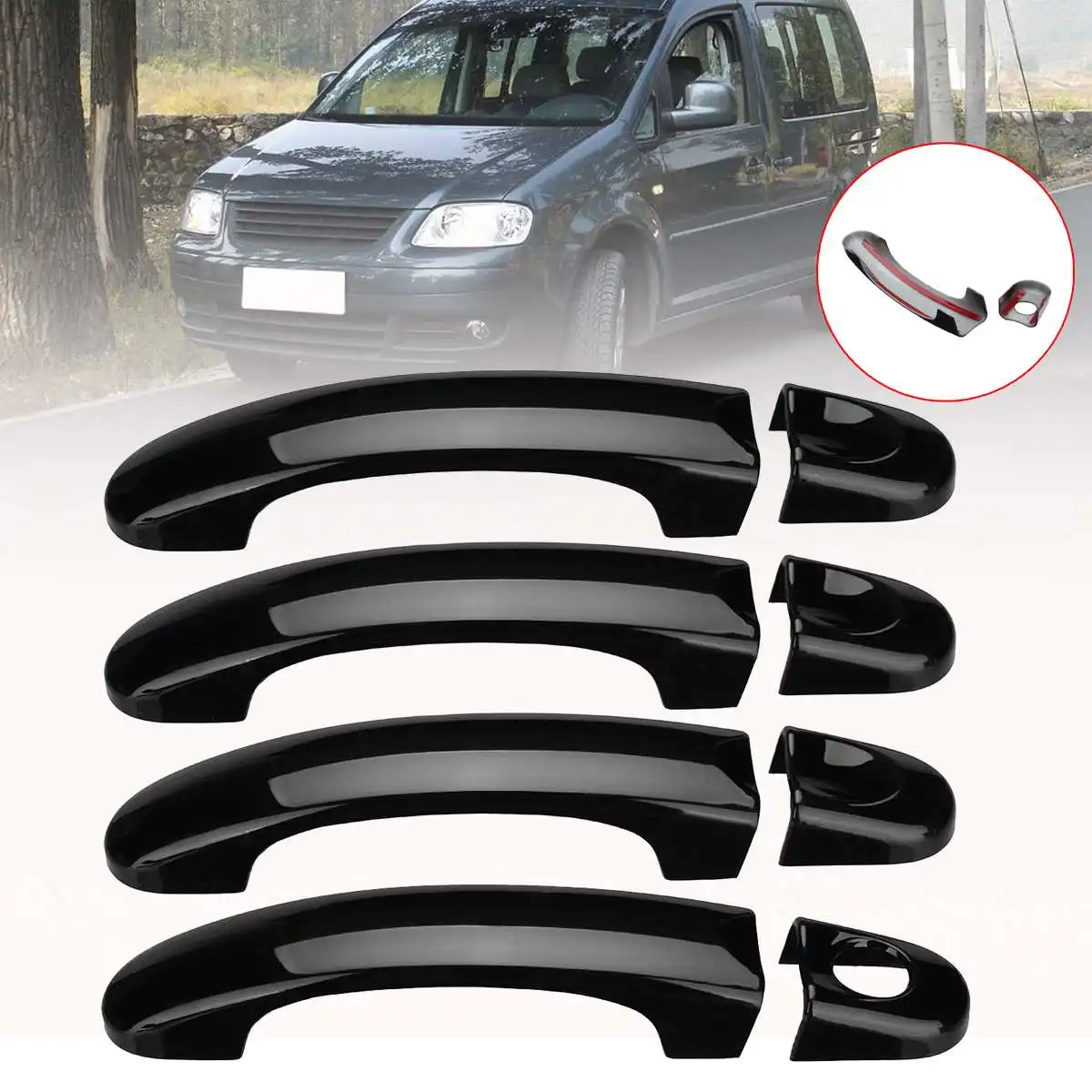 1 Set Car Door Handle Covers Trim For VW Transporter T5 T6 2003-2009 Exterior Handles ABS Gloss Black/Carbon Black | Автомобили и