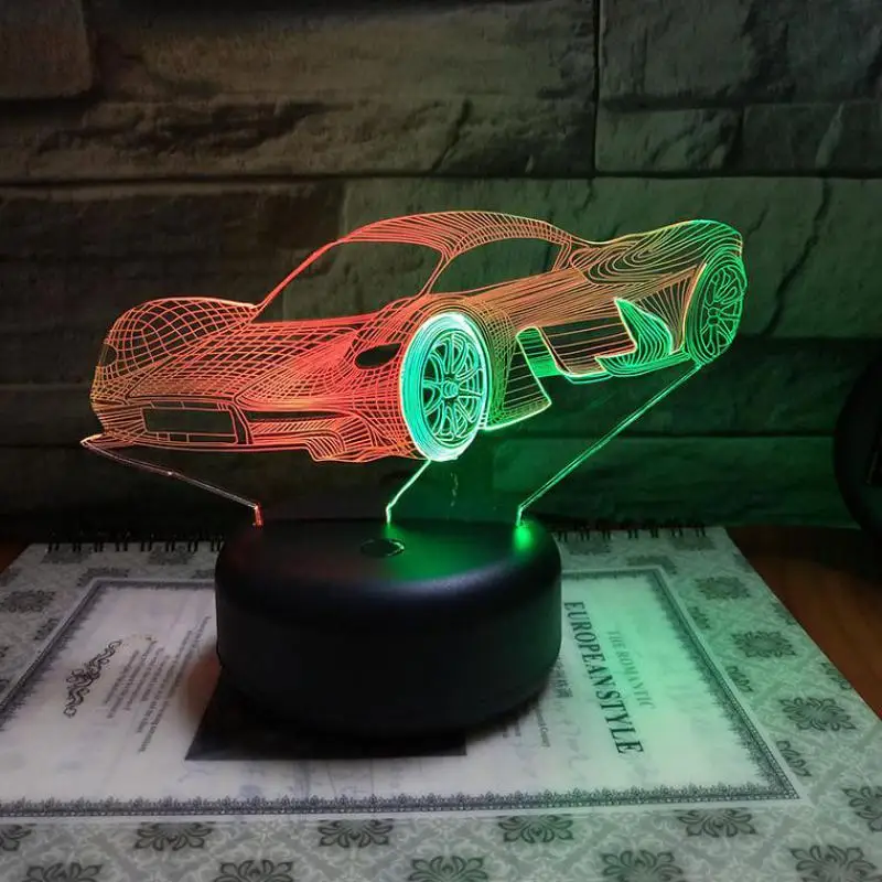 Креативный цветной светодиодный ночник с сенсорной зарядкой стерео видение 3d