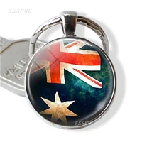 australian flag key chain glass cabochon metal australian jewelry gift for traveler car key ring