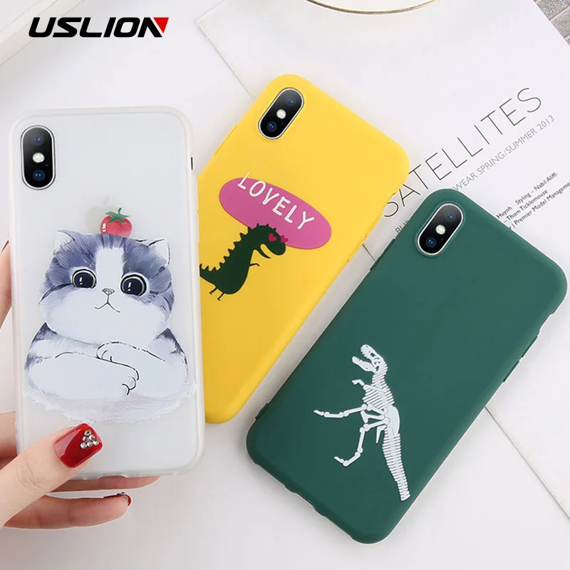 USLION Забавный чехол для iPhone X XS XR Xs Max 6 6s 7 8 Plus из мягкого ТПУ 5 5S se | Мобильные