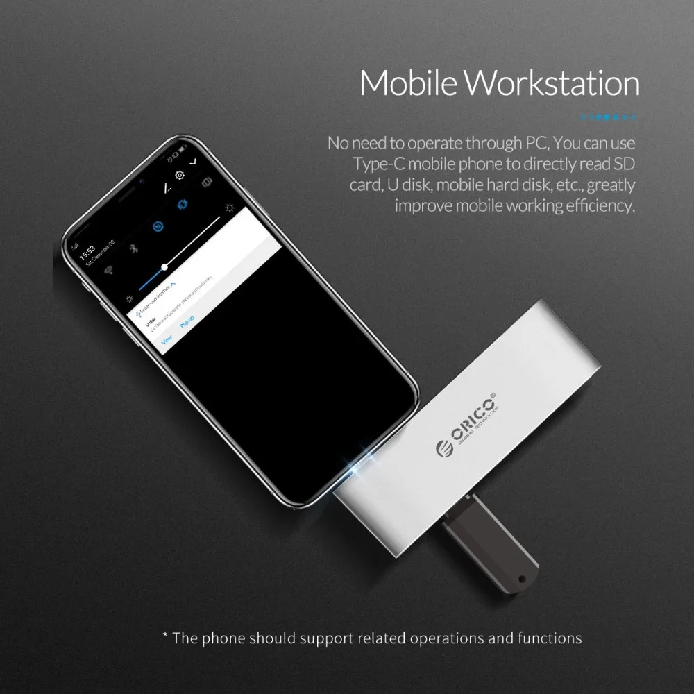 ORICO USB C HUB USB-C Micro 3 0 1 TF SD Card Reader высокоскоростной концентратор для MacBook Samsung Galaxy S9 Huawei