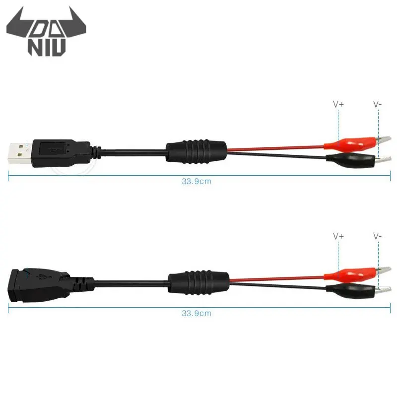 Кабель USB зажим-крокодил с разъемом папа/мама на детектор тестера измеритель