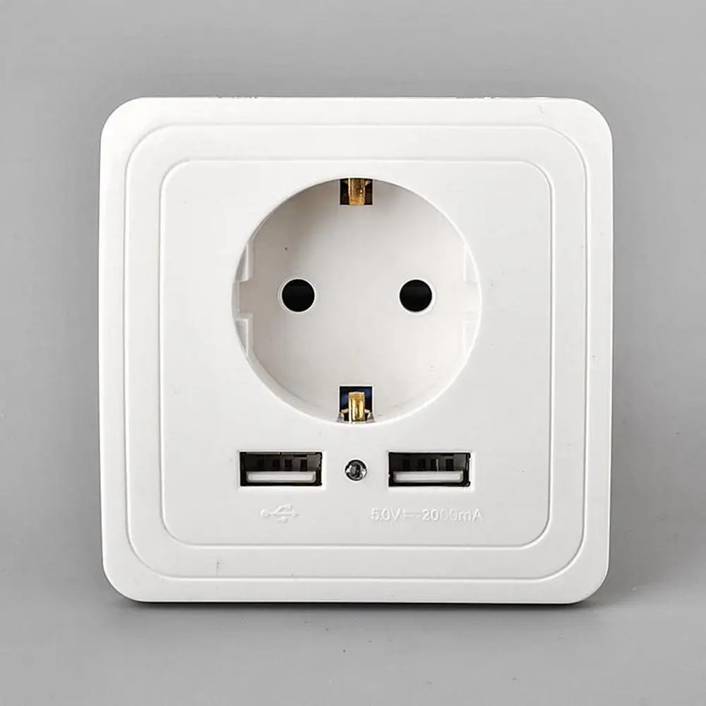 Новинка 2 порта USB AC Розетка штепсельная вилка европейского стандарта безопасные