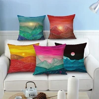 18x18 home cotton linen waist cushion pillw case cover mountain soft room gifts single sides printing