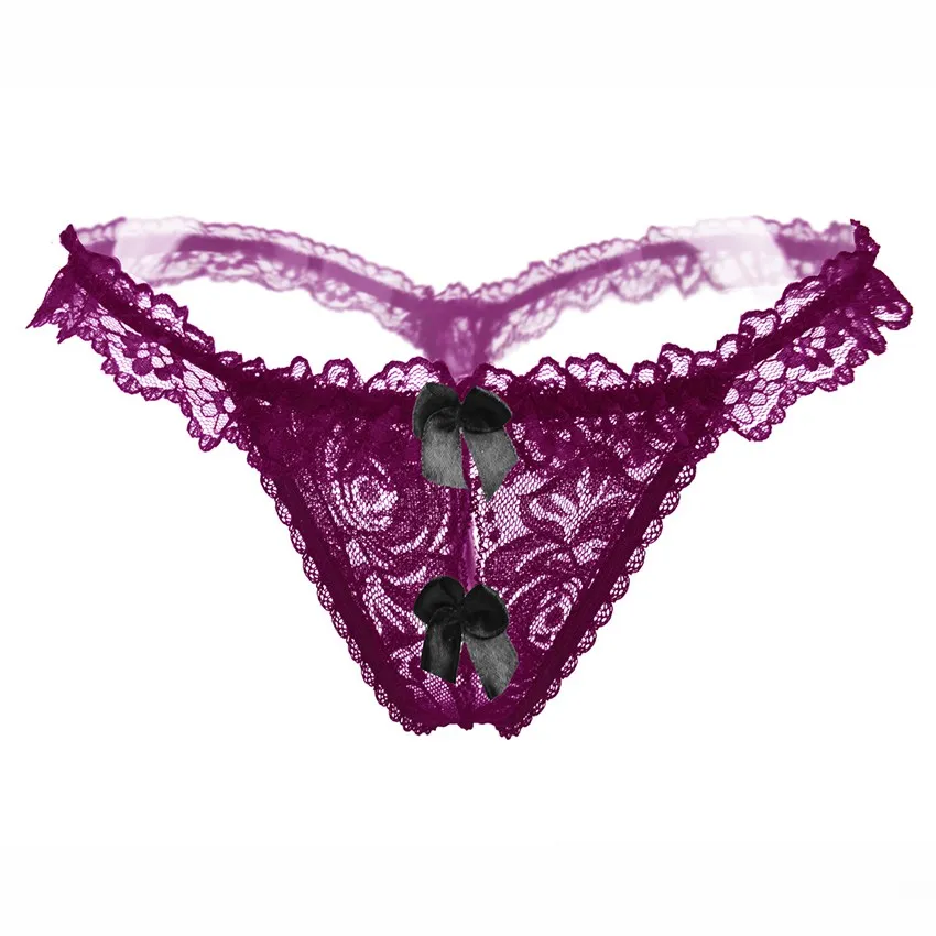 

Women Sexy G String micro Lace Bow lingerie beading Thong Panties Shorts tangas Lingerie Underwears Underpants 2019