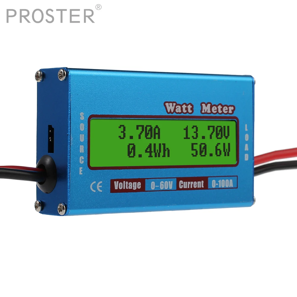 PROSTER цифровой измеритель мощности Высокоточный DC 60V 100A RC ватт проверки баланса