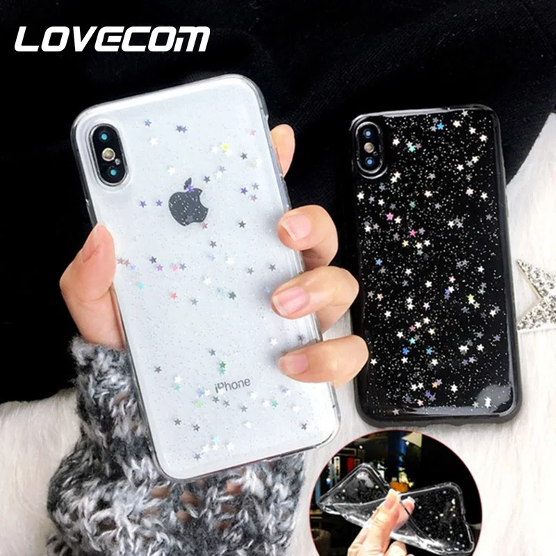 Роскошный блестящий чехол LOVECOM для iPhone 12 Mini 11 Pro Max X XS XR 6 6S 7 8 Plus Прозрачная мягкая