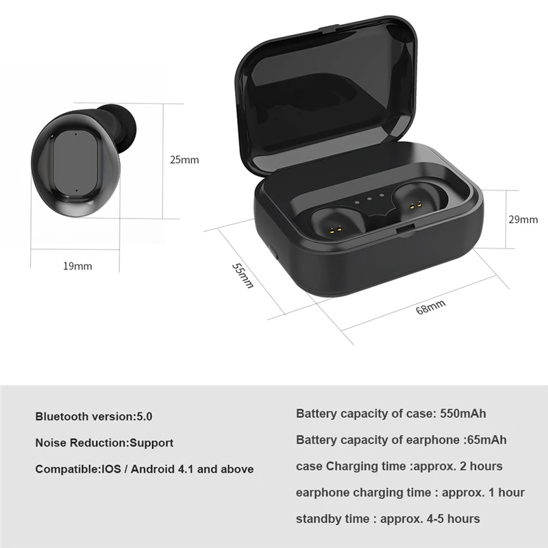 Новые TWS Bluetooth наушники 5 0 настоящие беспроводные стерео бас гарнитура для IPhone X 8 7